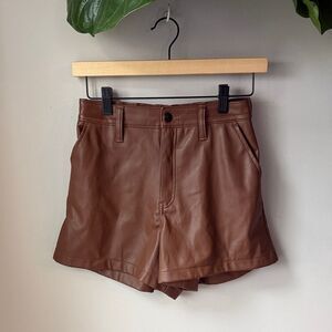Hollister Brown Ultra High Rise Faux Leather Shorts